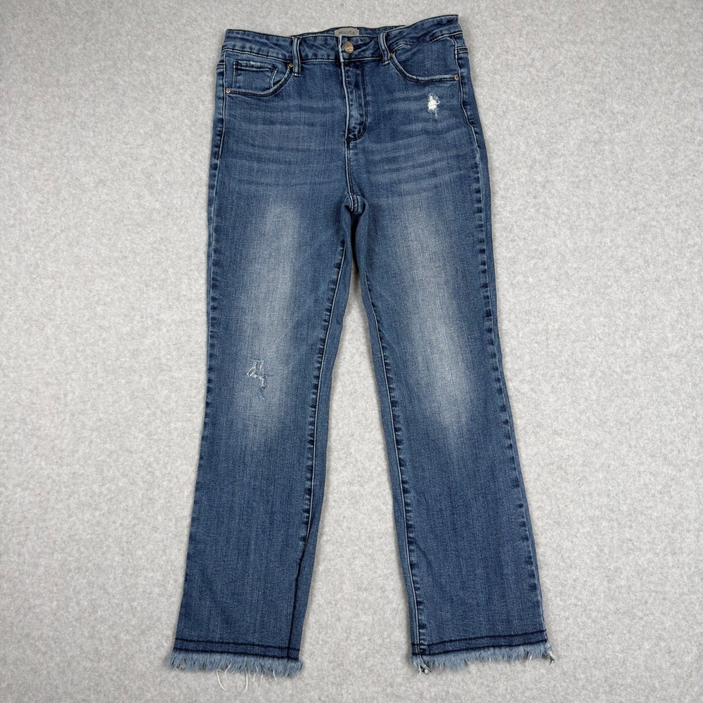 Special A Los Angeles Distressed Frayed Hem Straight Leg Jeans Blue Womens 9 - Picture 1 of 9